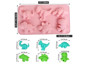 Molde silicona 6 dinosaurios infantiles 